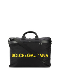 Мужская черная большая сумка из плотной ткани с принтом от Dolce & Gabbana