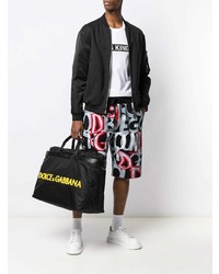 Мужская черная большая сумка из плотной ткани с принтом от Dolce & Gabbana
