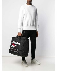 Мужская черная большая сумка из плотной ткани с принтом от Reebok