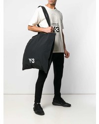 Мужская черная большая сумка из плотной ткани с принтом от Y-3