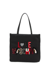 Черная большая сумка из плотной ткани с принтом от Love Moschino