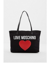 Черная большая сумка из плотной ткани с принтом от Love Moschino