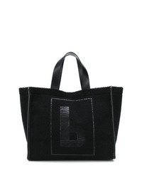 Черная большая сумка из плотной ткани с принтом от MM6 MAISON MARGIELA