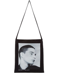 Мужская черная большая сумка из плотной ткани с принтом от Raf Simons