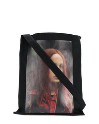 Мужская черная большая сумка из плотной ткани с принтом от Raf Simons