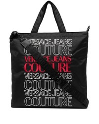 Мужская черная большая сумка из плотной ткани с принтом от VERSACE JEANS COUTURE