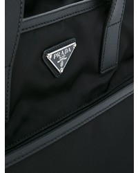 Мужская черная большая сумка из плотной ткани от Prada