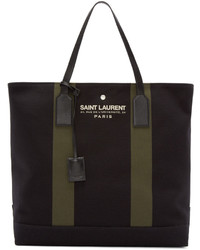 Черная большая сумка из плотной ткани от Saint Laurent