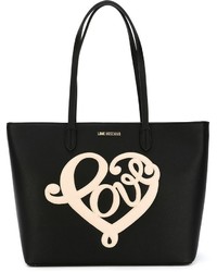 Черная большая сумка с вышивкой от Love Moschino