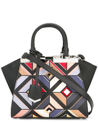 Черная большая сумка с геометрическим рисунком от Fendi