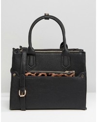 Черная большая сумка с леопардовым принтом от Oasis