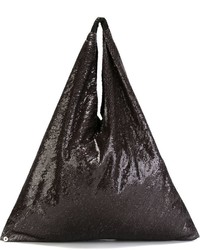 Черная большая сумка с пайетками от MM6 MAISON MARGIELA