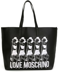 Черная большая сумка с принтом от Love Moschino