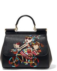 Черная большая сумка с рельефным рисунком от Dolce & Gabbana