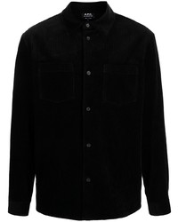 Мужская черная вельветовая рубашка с длинным рукавом от A.P.C.