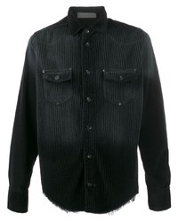 Мужская черная вельветовая рубашка с длинным рукавом от Di Liborio