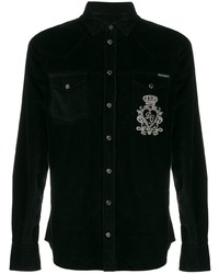 Мужская черная вельветовая рубашка с длинным рукавом от Dolce & Gabbana