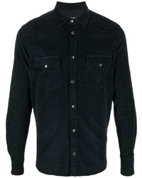 Мужская черная вельветовая рубашка с длинным рукавом от PT TORINO