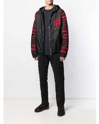 Мужская черная ветровка с принтом от Philipp Plein