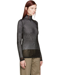 Женская черная водолазка в сеточку от Loewe