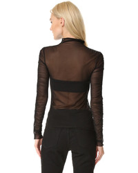 Женская черная водолазка в сеточку от Opening Ceremony