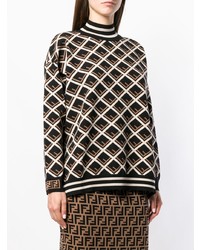 Женская черная водолазка с ромбами от Fendi