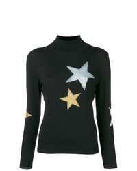 Женская черная водолазка со звездами от Moschino