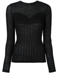 Черная вязаная блузка от Balmain