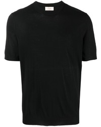Мужская черная вязаная футболка с круглым вырезом от Altea