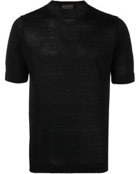 Мужская черная вязаная футболка с круглым вырезом от Dell'oglio