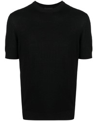 Мужская черная вязаная футболка с круглым вырезом от Emporio Armani