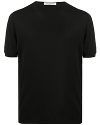 Мужская черная вязаная футболка с круглым вырезом от Fileria