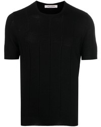 Мужская черная вязаная футболка с круглым вырезом от Fileria
