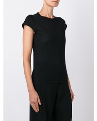 Женская черная вязаная футболка с круглым вырезом от Le Kasha