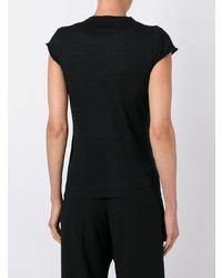 Женская черная вязаная футболка с круглым вырезом от Le Kasha