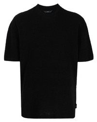 Мужская черная вязаная футболка с круглым вырезом от Hevo