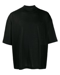 Мужская черная вязаная футболка с круглым вырезом от Jil Sander