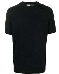 Мужская черная вязаная футболка с круглым вырезом от Karl Lagerfeld