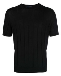 Мужская черная вязаная футболка с круглым вырезом от Lardini