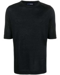 Мужская черная вязаная футболка с круглым вырезом от Lardini