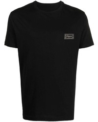 Мужская черная вязаная футболка с круглым вырезом от Les Hommes