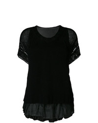 Женская черная вязаная футболка с круглым вырезом от P.A.R.O.S.H.