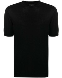 Мужская черная вязаная футболка с круглым вырезом от Roberto Collina