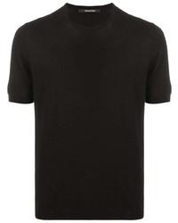Мужская черная вязаная футболка с круглым вырезом от Tagliatore