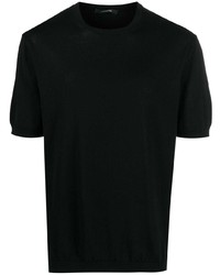 Мужская черная вязаная футболка с круглым вырезом от Tagliatore