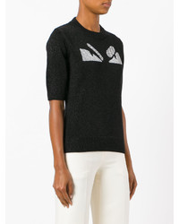 Женская черная вязаная футболка от Fendi
