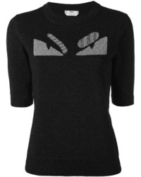 Женская черная вязаная футболка от Fendi