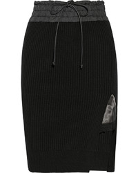 Черная вязаная юбка-карандаш от Sacai