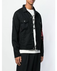 Мужская черная джинсовая куртка-рубашка с принтом от 424