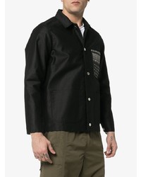 Мужская черная джинсовая куртка-рубашка с принтом от Sophnet.
